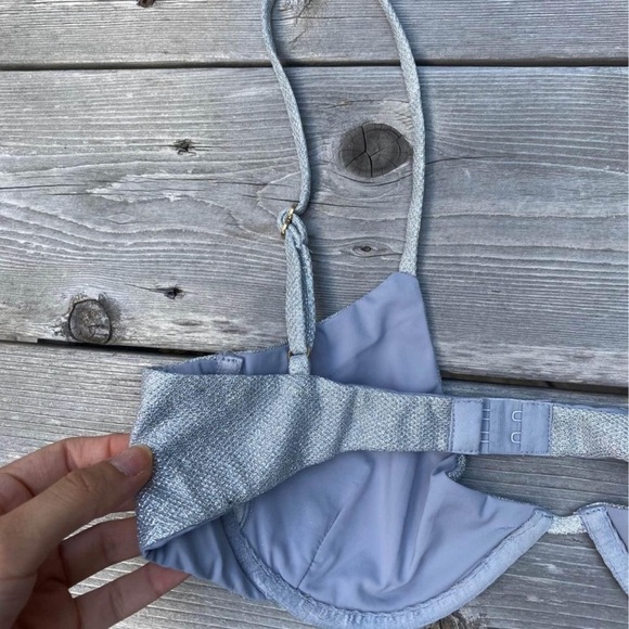 Danielle Guizio Lure Bikini Top in Silver Glitter size medium - Picture 5 of 8
